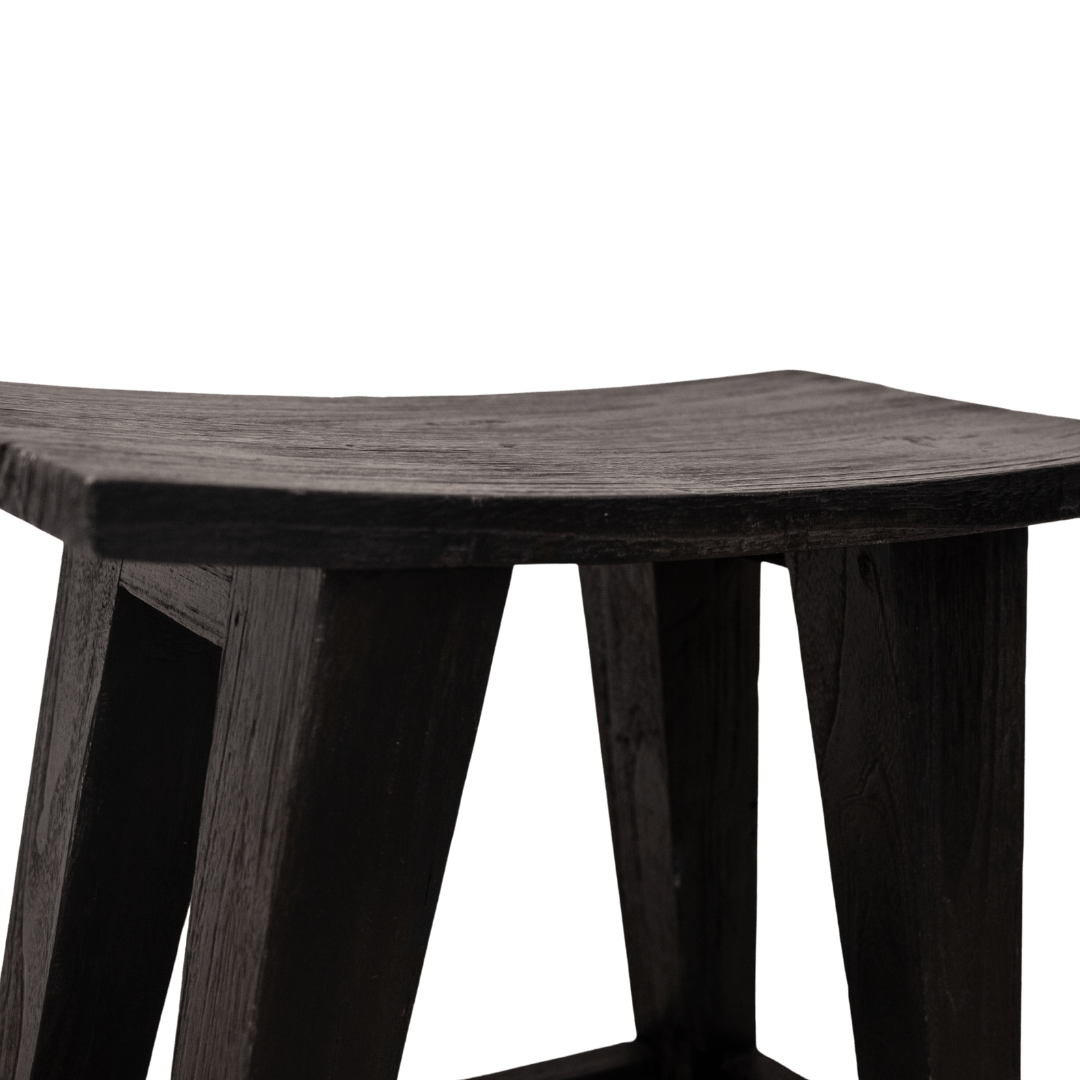 Zoco Home Furnitures Recycled Teak Stool | Black 48x28x50cm