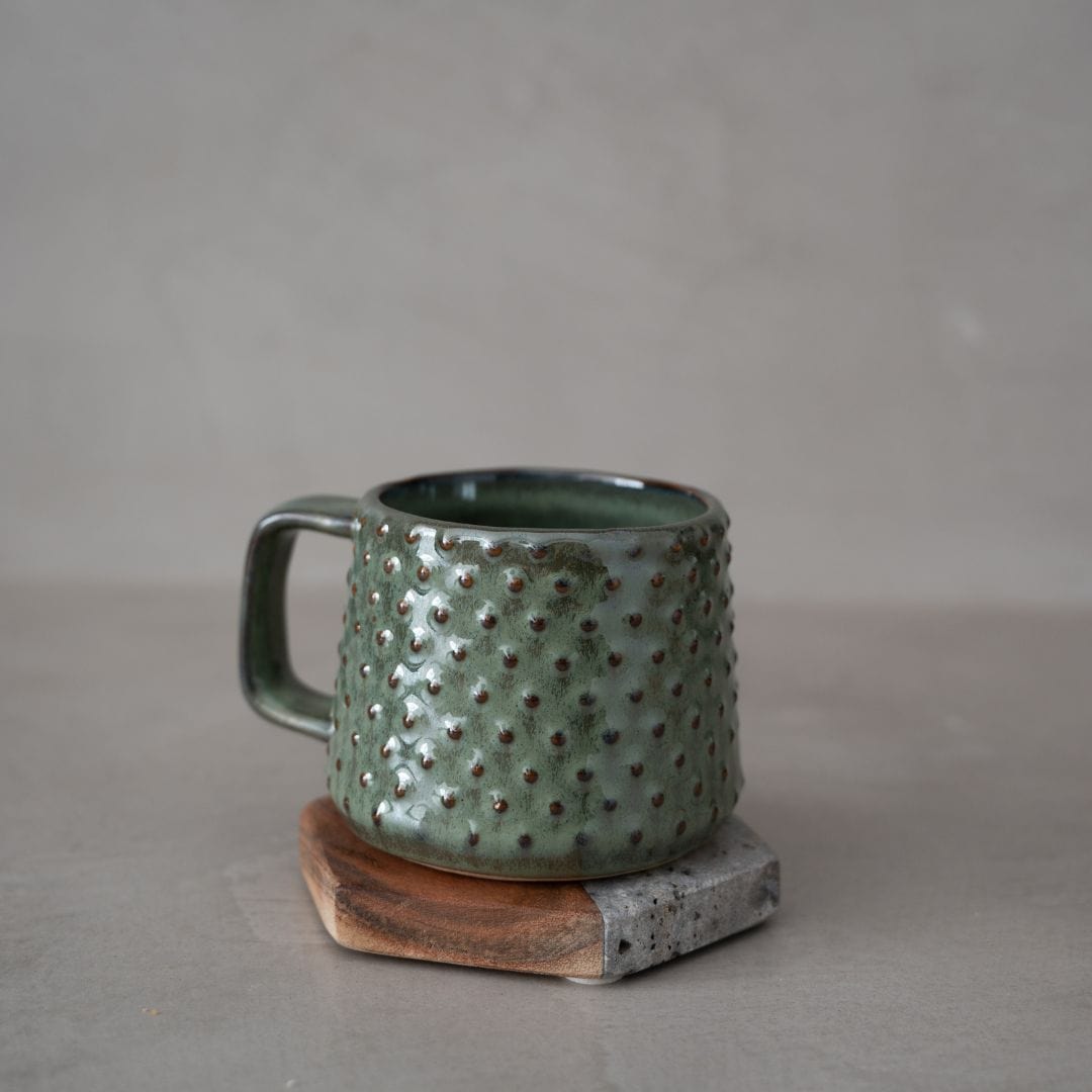 Zoco Home Decor/Kitchen Stoneware Dotted Mug | Green/Brown 9.5x8cm