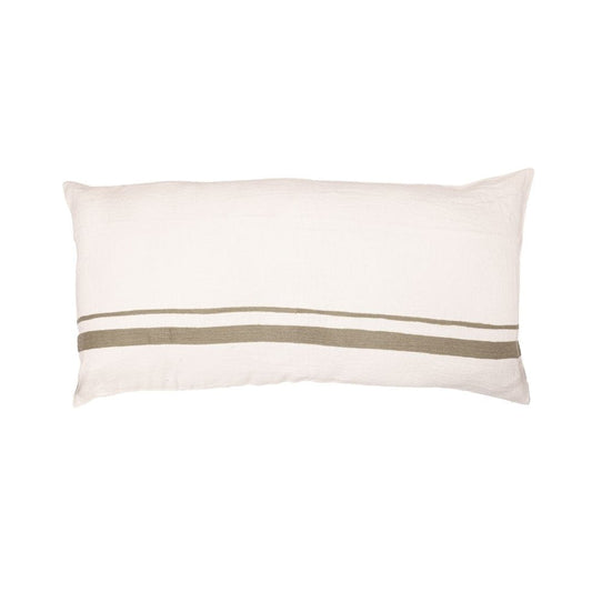 Zoco Home Arias Linen Cushion Cover | White/Natural 55x110cm