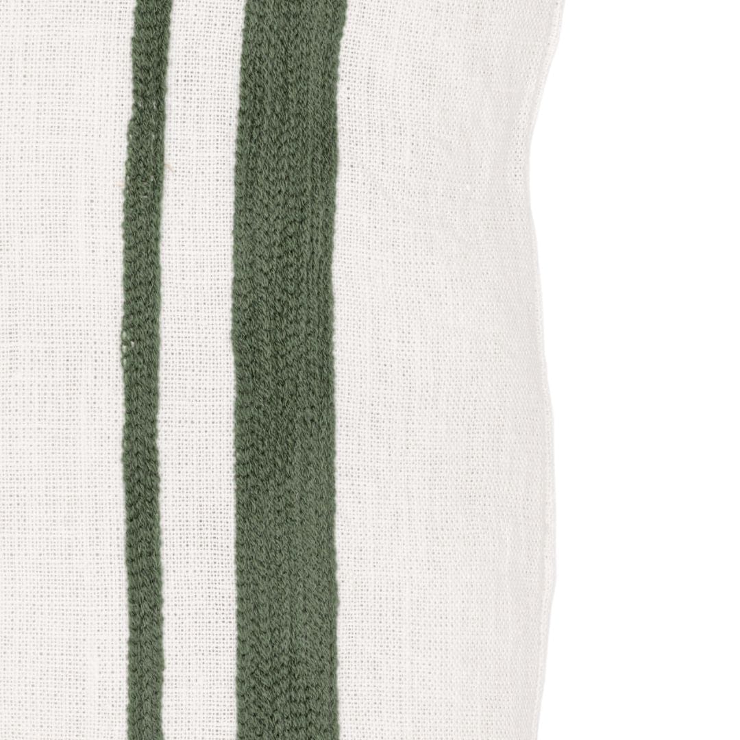 Zoco Home Decor/Textile Arias Linen Cushion Cover | White/Olive 45x45cm