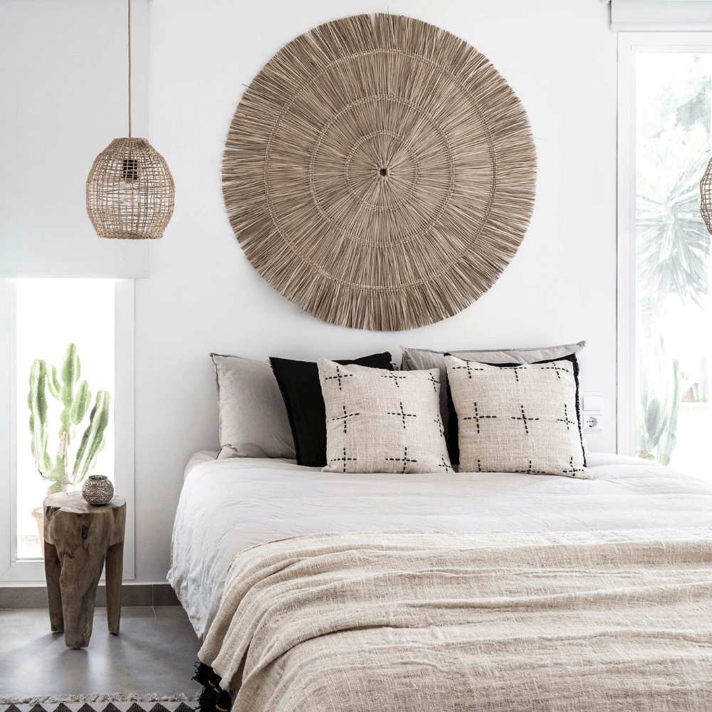 Zoco Home Decor/Textile Bali  Cushion Cover | White 45x45cm | Hand Stitch Motif