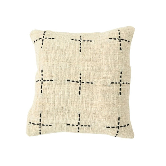 Zoco Home Furnitures Bali  Cushion Cover | White 45x45cm | Hand Stitch Motif