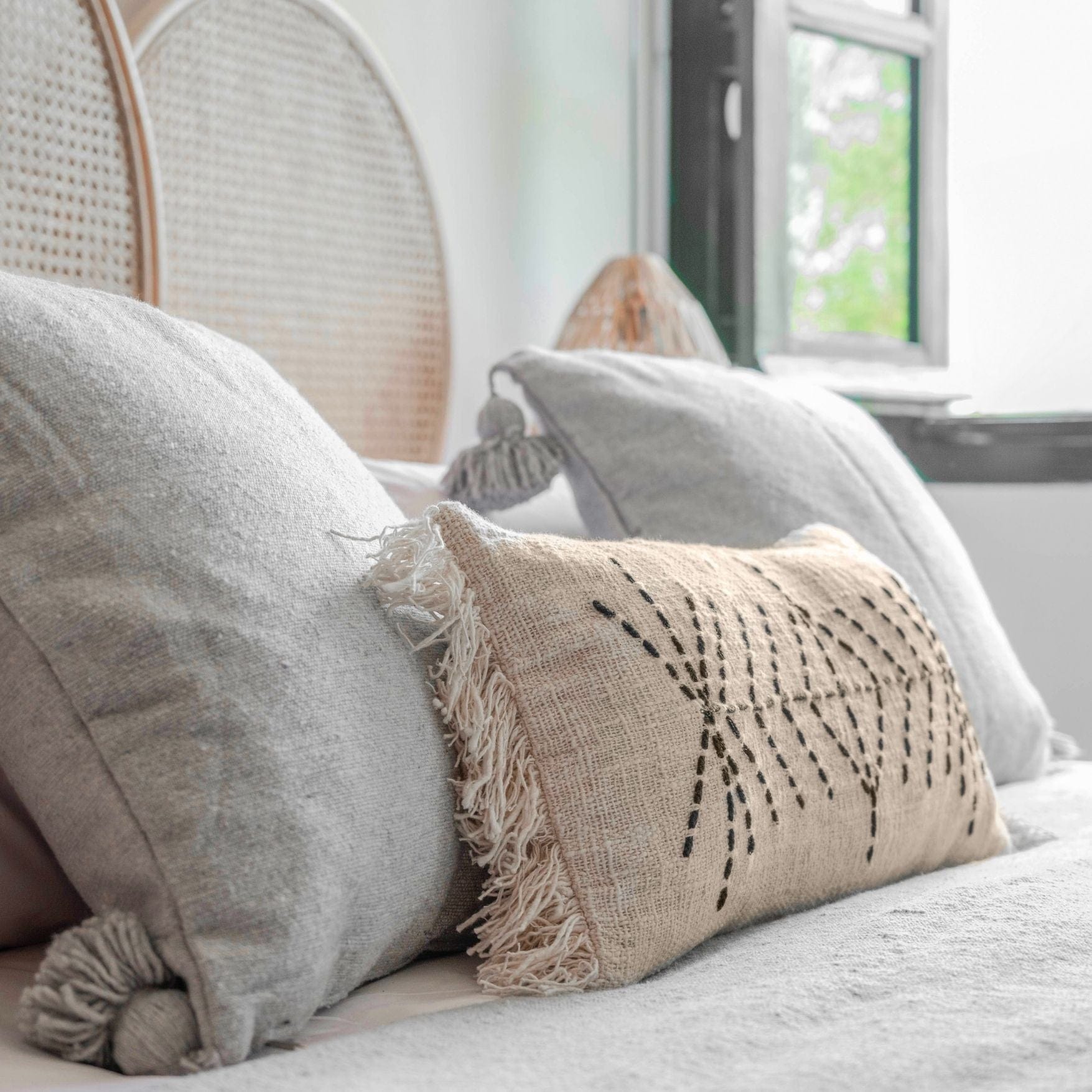 Zoco Home Decor/Textile Bali Cushion Cover | White Tassel | 60x30cm
