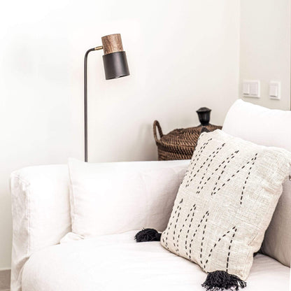 Zoco Home Textiles Bali Cushion Cover | White with Black Pompoms 45x45cm