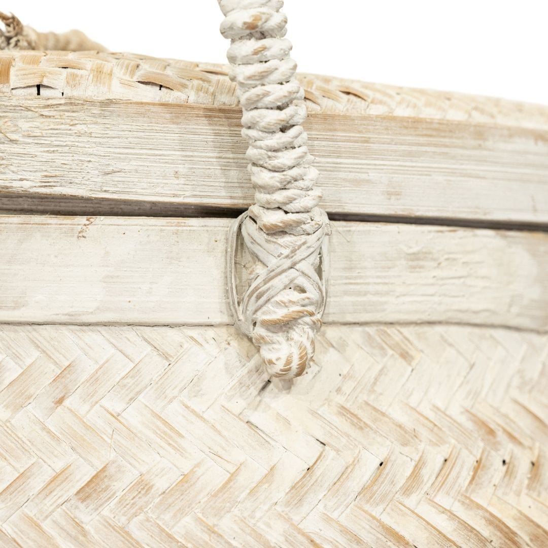 Zoco Home Bamboo Basket | Whitewashed 30x60cm