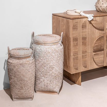 Zoco Home Decor/Accessories Bamboo Basket | Whitewashed 30x60cm