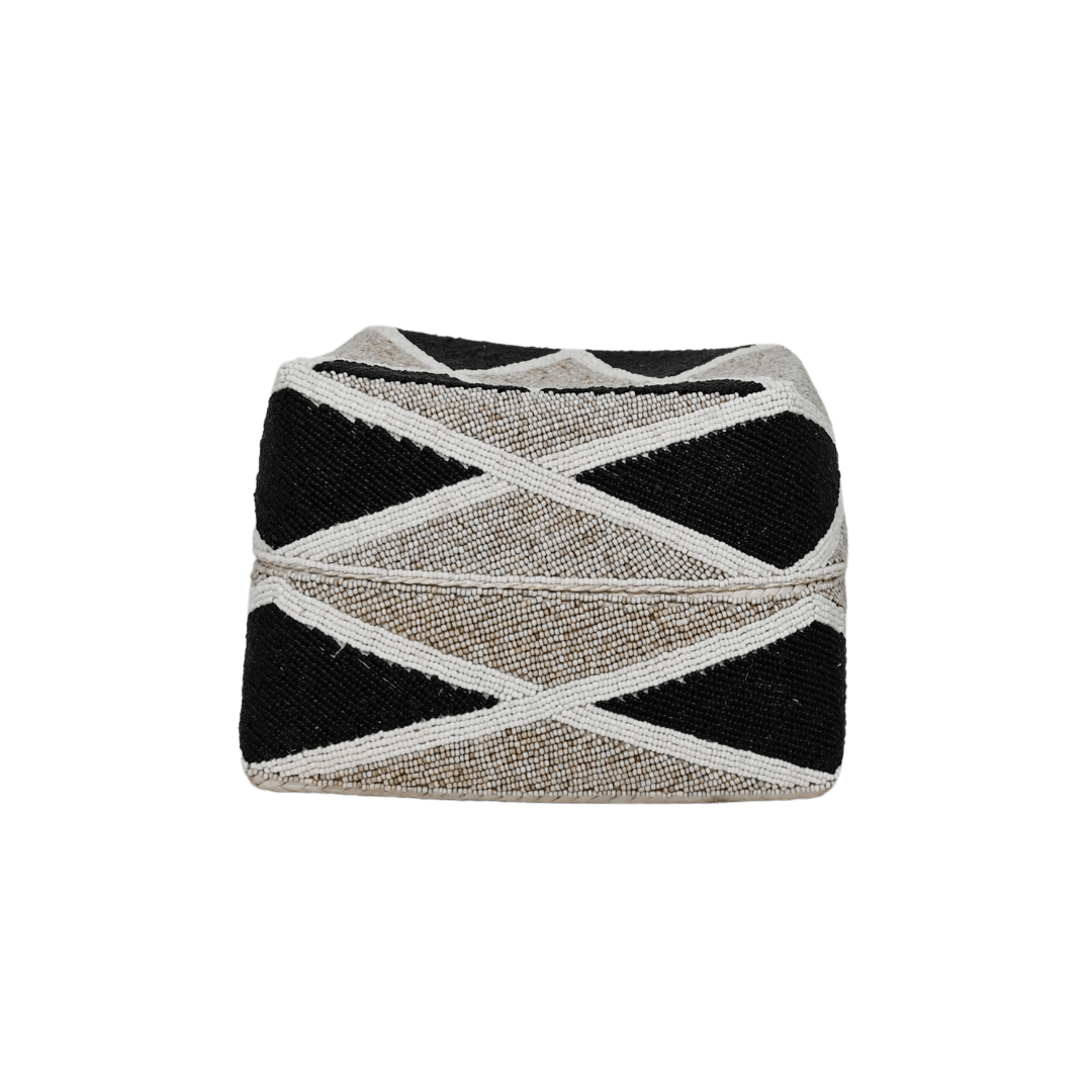 Zoco Home Decor/Accessories Beaded Basket | Sand/Black 30cm