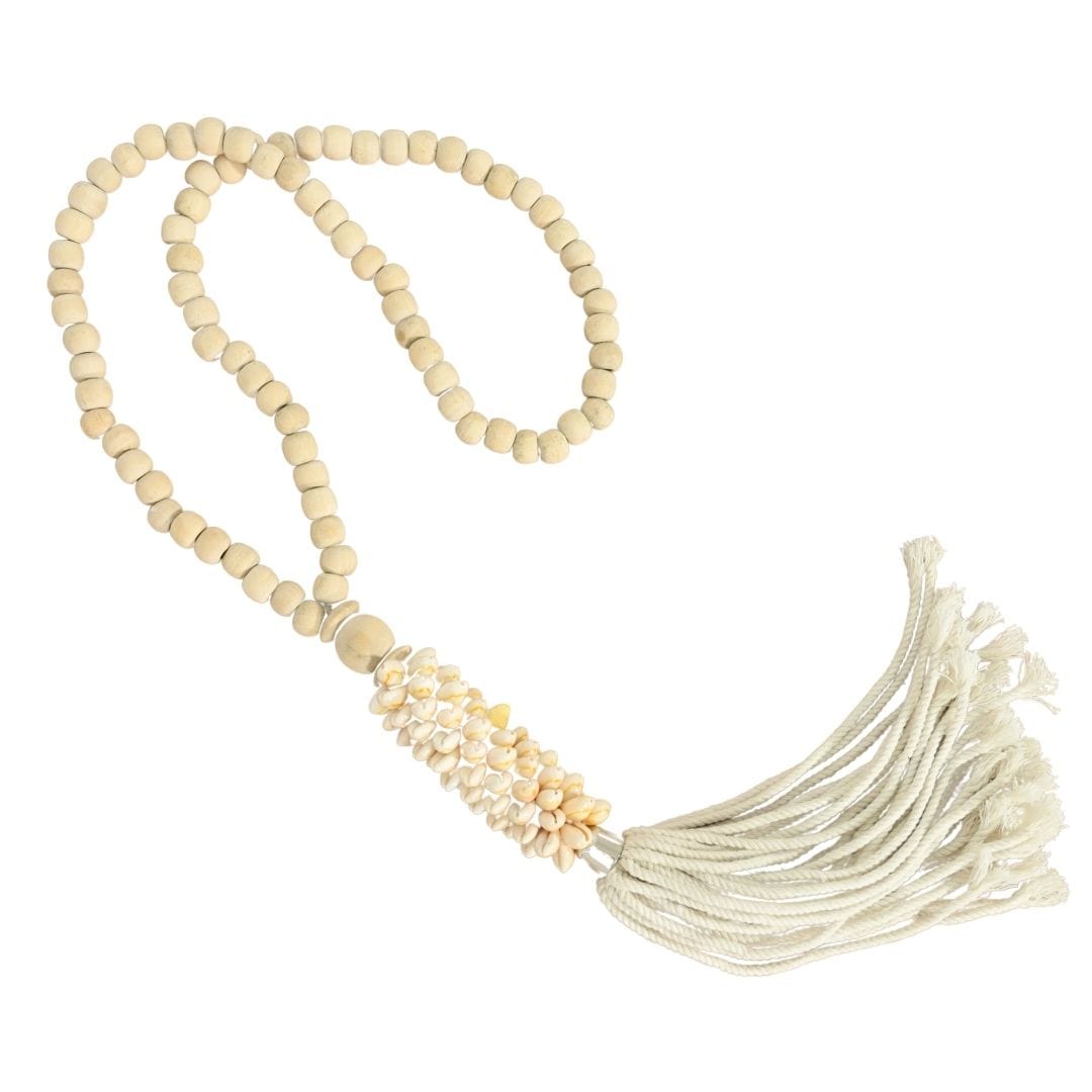 Zoco Home Decor/Accessories Beaded Tassel with Seashell | White