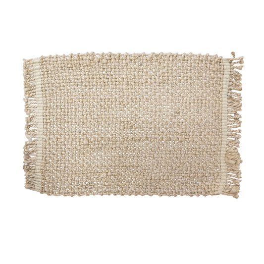Zoco Home Decor/Kitchen/Tableware Braided Jute Table Mat with Contrast Trim Light Natural