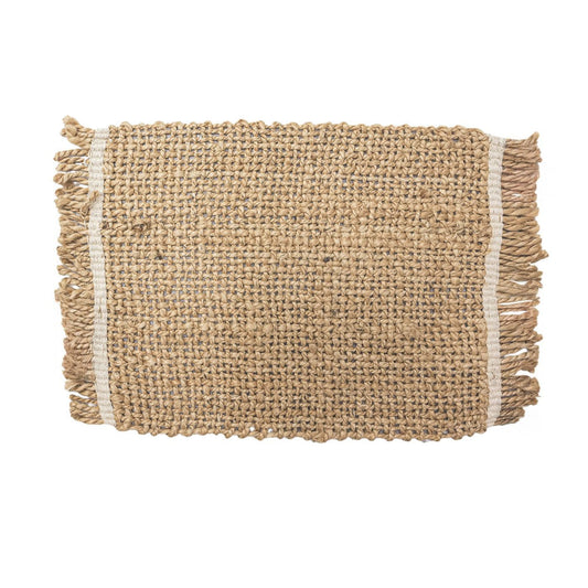 Zoco Home Decor/Kitchen/Tableware Braided Jute Table Mat with Contrast Trim Natural