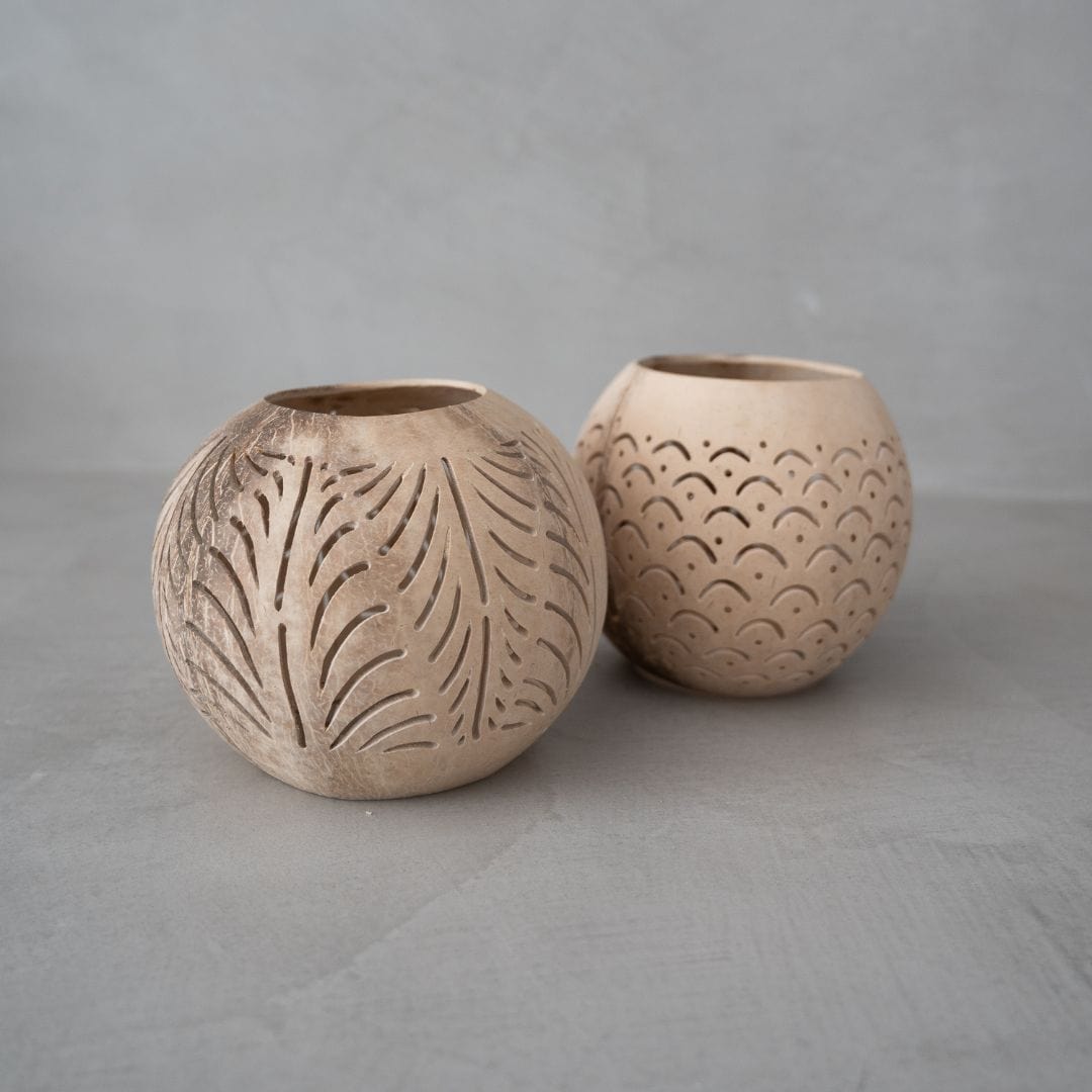 Zoco Home Decor/Accessories Coconut Tealight Holder | Open Bottom | Natural 12x10cm