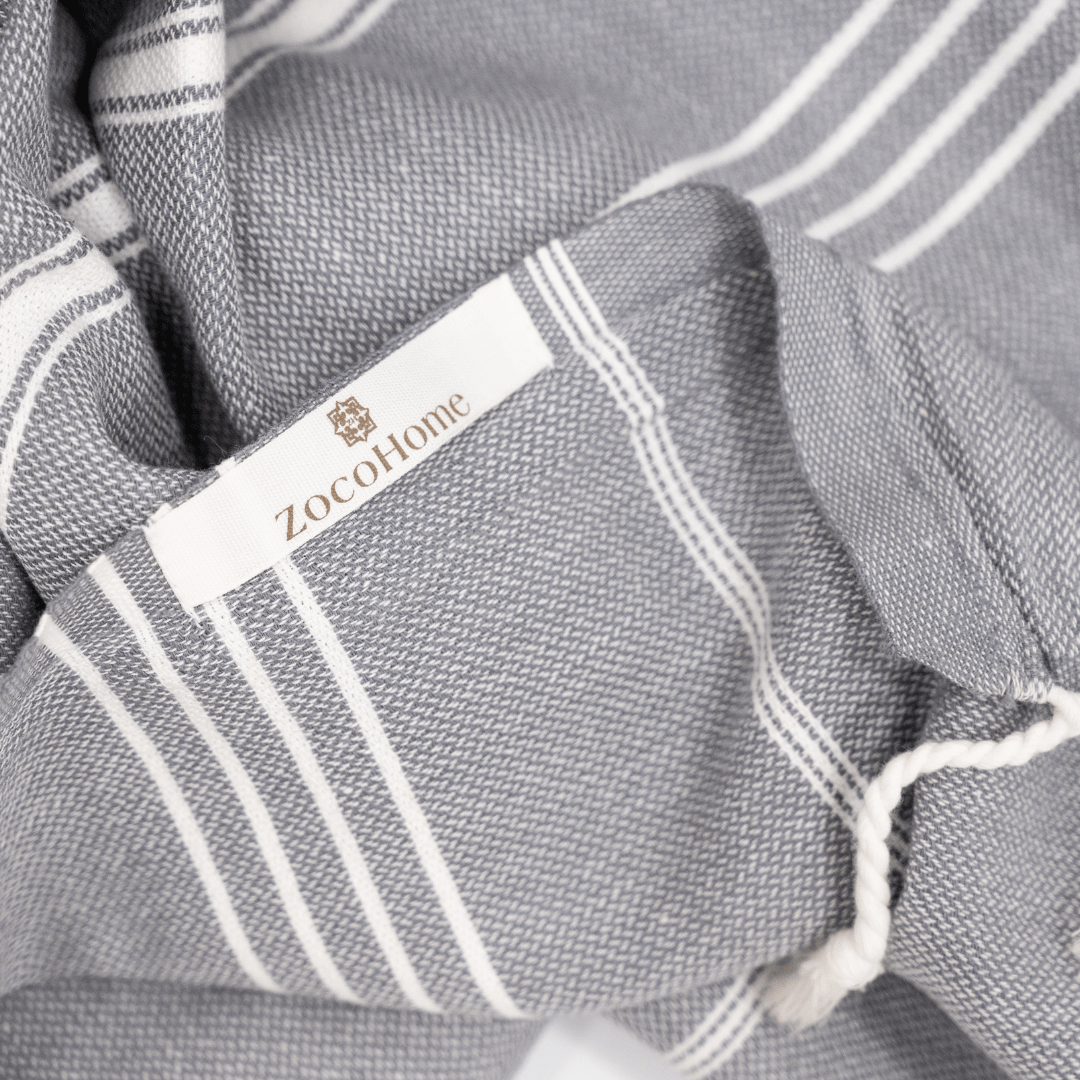 Zoco Home Decor/Textile Fouta Stripe Towel | Charcoal Grey 90x175cm