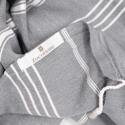Zoco Home Decor/Textile Fouta Stripe Towel | Charcoal Grey 90x175cm