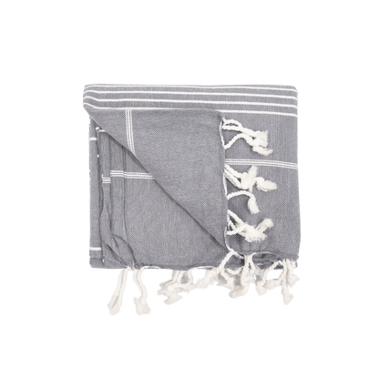 Zoco Home Decor/Textile Fouta Stripe Towel | Charcoal Grey 90x175cm