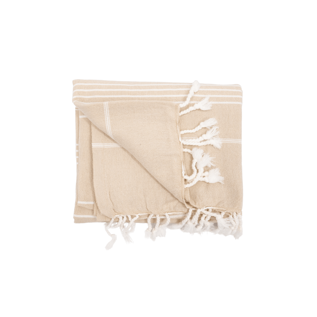 Zoco Home Textiles Fouta Stripe Towel | Sand 90x175m