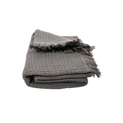 Zoco Home Bedspread Fouta Throw | Dark Grey 200x140cm