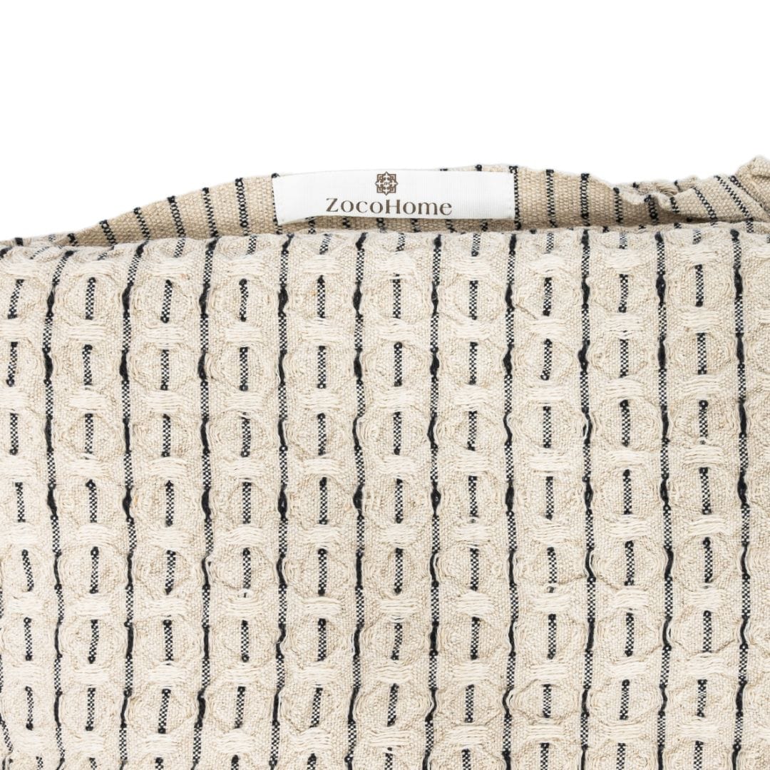 Zoco Home Decor/Textile Fouta Throw Dotted Line | Natural/Black 130x180cm