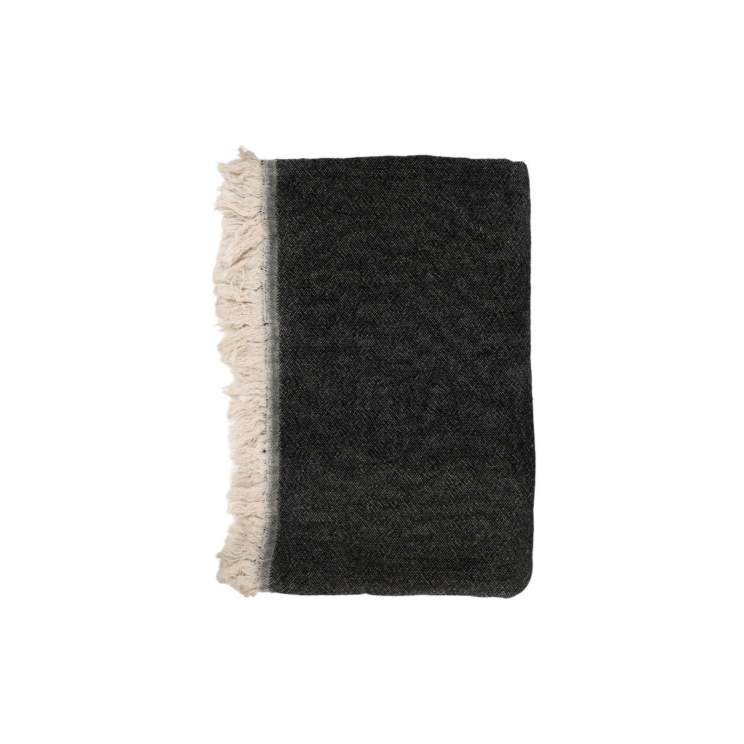 Zoco Home Decor/Textile Fouta Throw | Double-Sided | Black 135x185cm