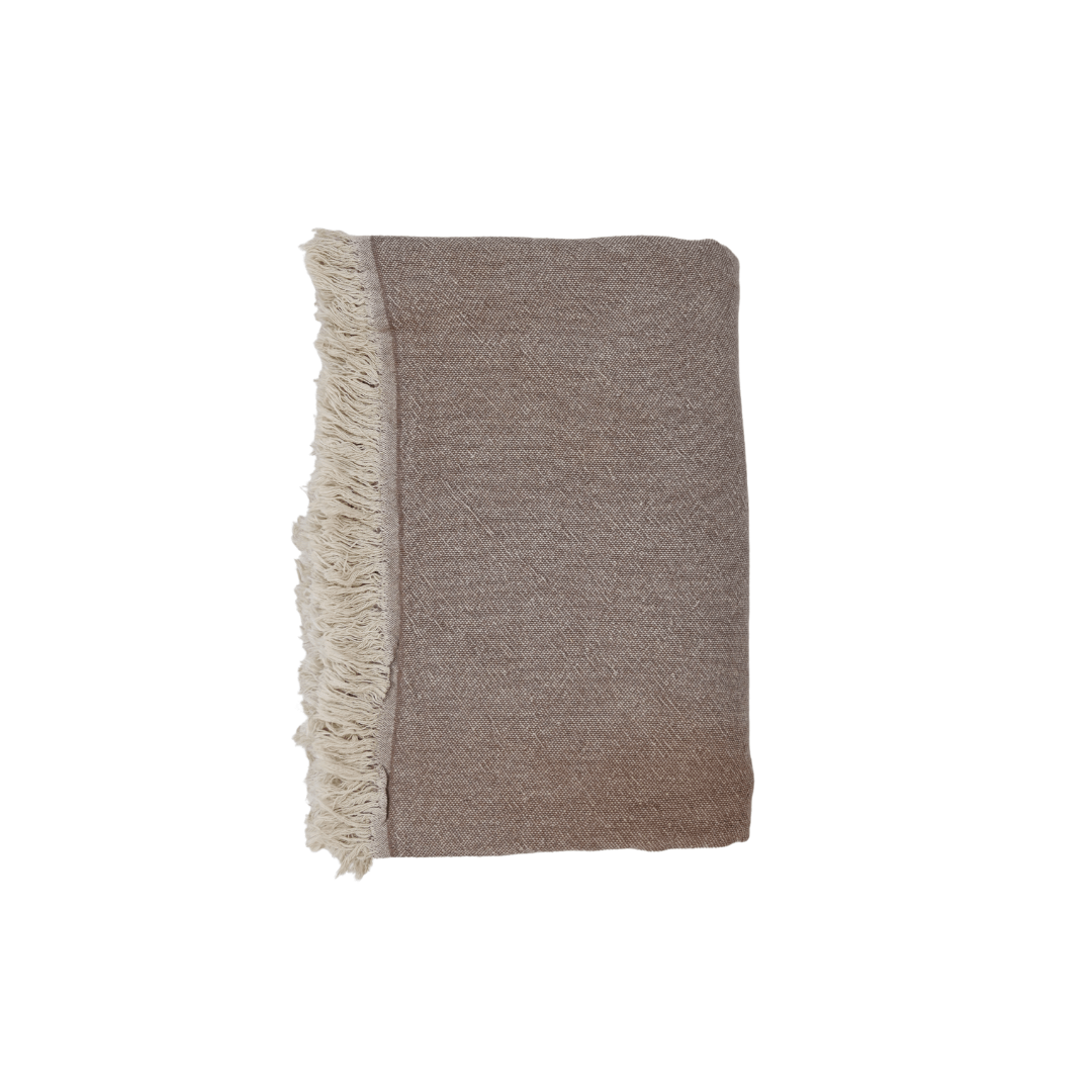 Zoco Home Decor/Textile Fouta Throw | Double-Sided | Brown 135x185cm
