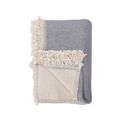 Zoco Home Decor/Textile Fouta Throw | Double-Sided | Light Blue/Grey 135x185cm