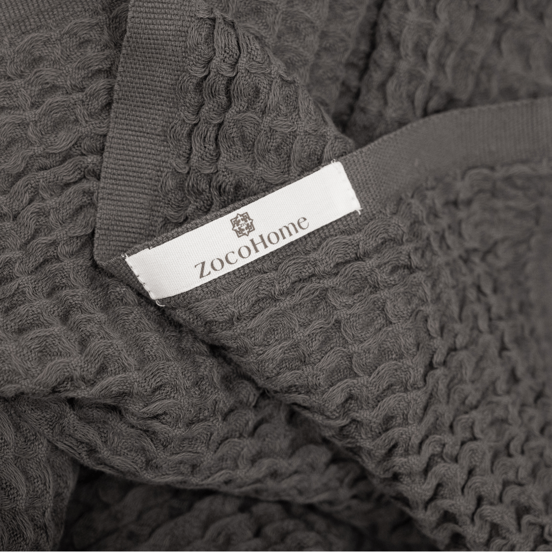 Zoco Home Decor/Textile Fouta Waffle Towel | Dark Grey 85x170cm