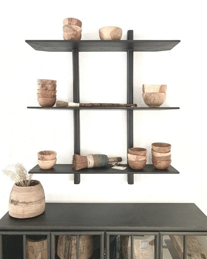 Zoco Home Furniture Wooden Wall Shelves | Black 100x90cm