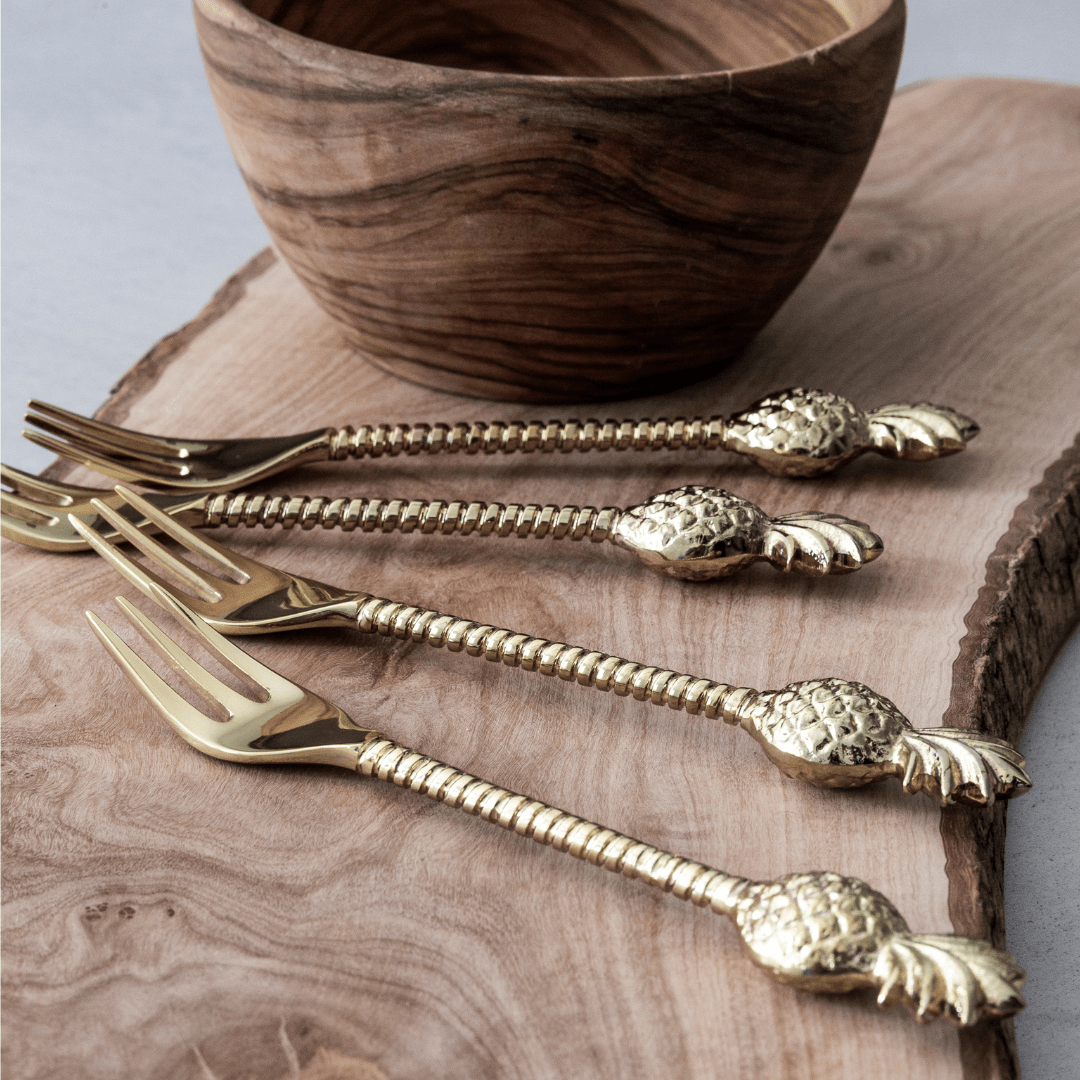 Zoco Home Decor/Kitchen Iron Pineapple Fork | Polished Brass 17cm
