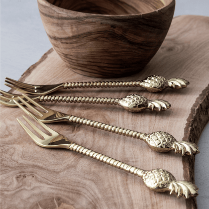 Zoco Home Decor/Kitchen Iron Pineapple Fork | Polished Brass 17cm