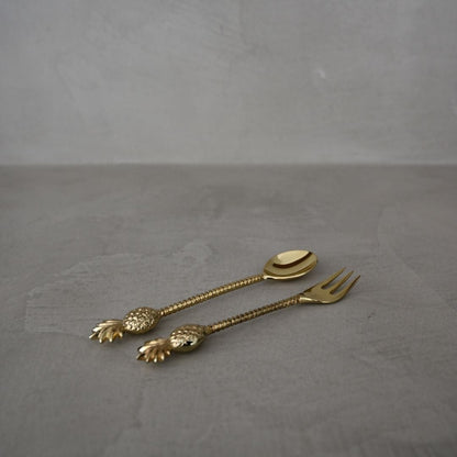 Zoco Home Decor/Kitchen Iron Pineapple Fork | Polished Brass 17cm