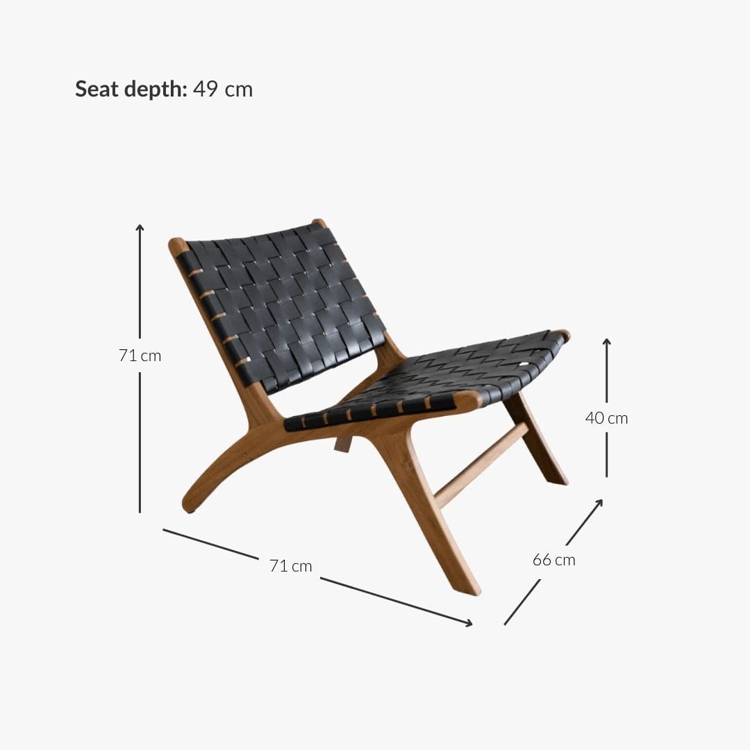 Zoco Home Lounge Chair Leather Belt Lounge Chair | Black