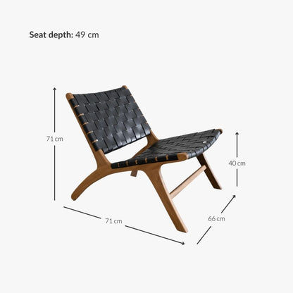 Zoco Home Lounge Chair Leather Belt Lounge Chair | Black