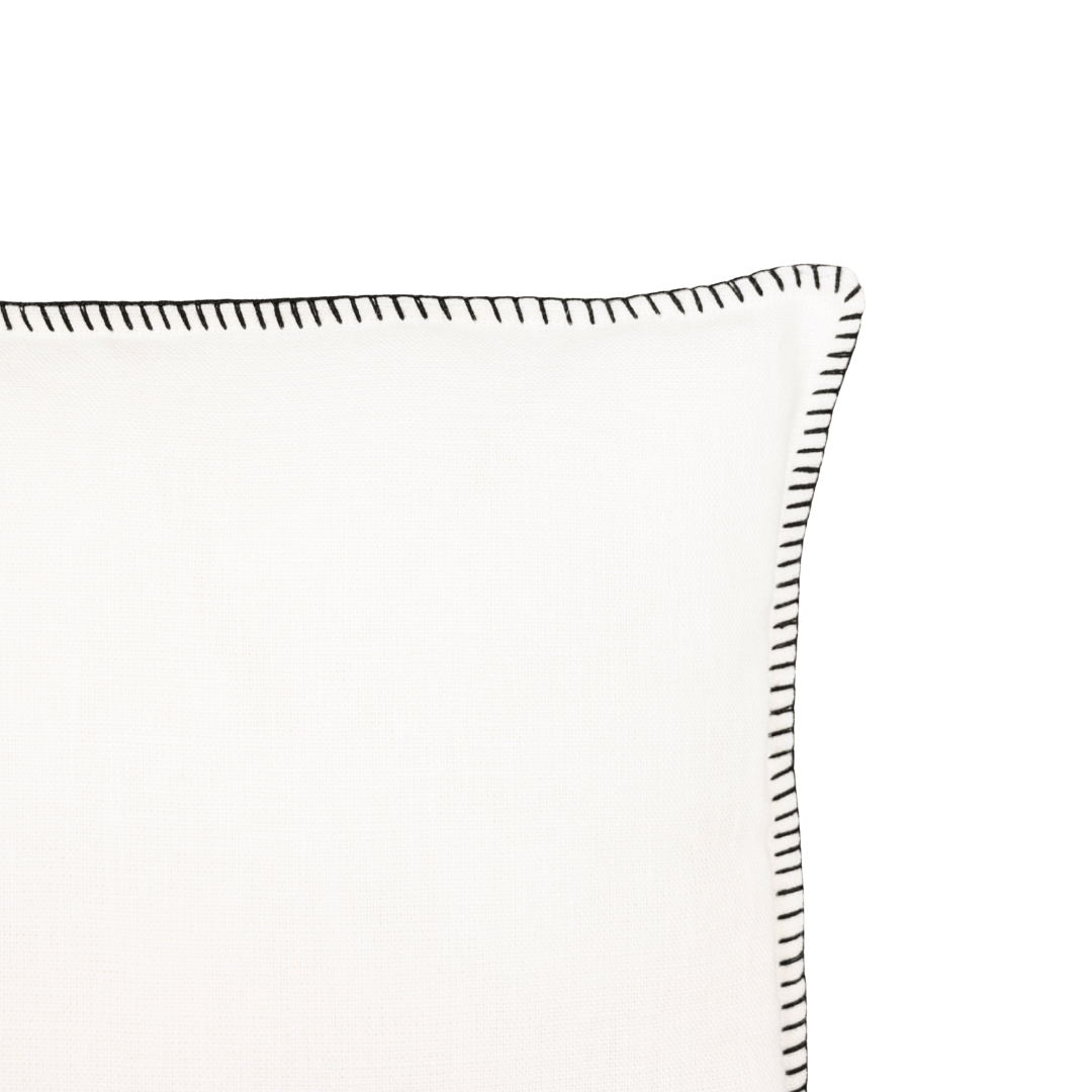 Zoco Home Decor/Textile Linen Cushion Cover | Embroidered Edge | White 40x60cm