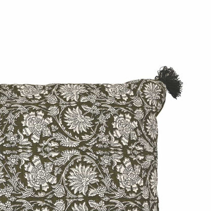 Zoco Home Decor/Textile Linen Cushion Cover | Khaki Flower | 40x60cm