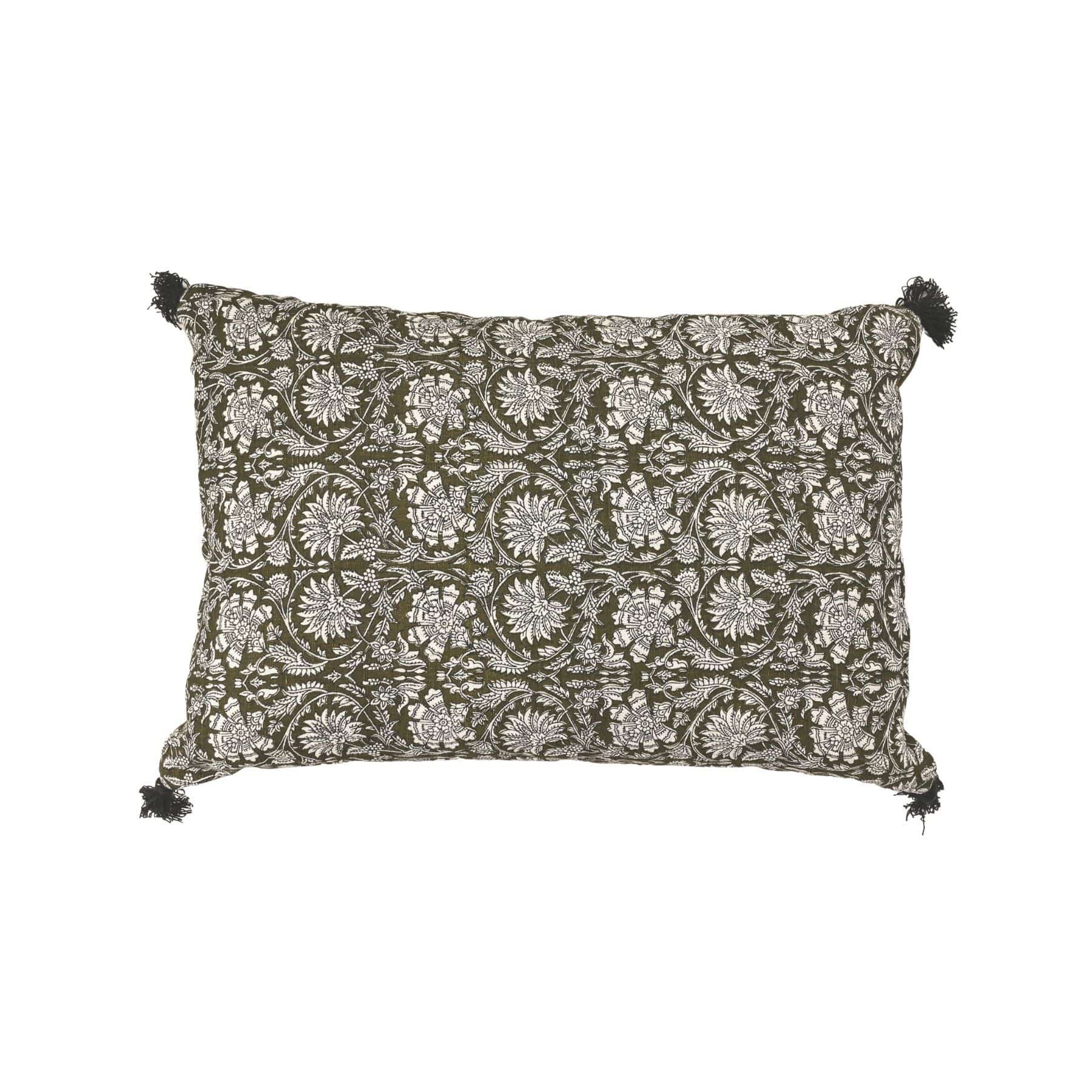 Zoco Home Decor/Textile Linen Cushion Cover | Khaki Flower | 40x60cm