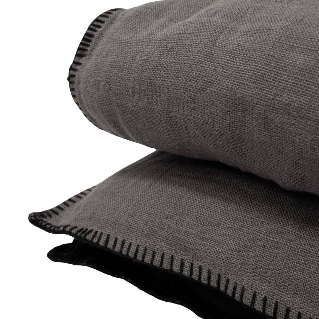 Zoco Home Decor/Textile Linen Quilt Cover | Embroidered Edge | Granit 200x85cm