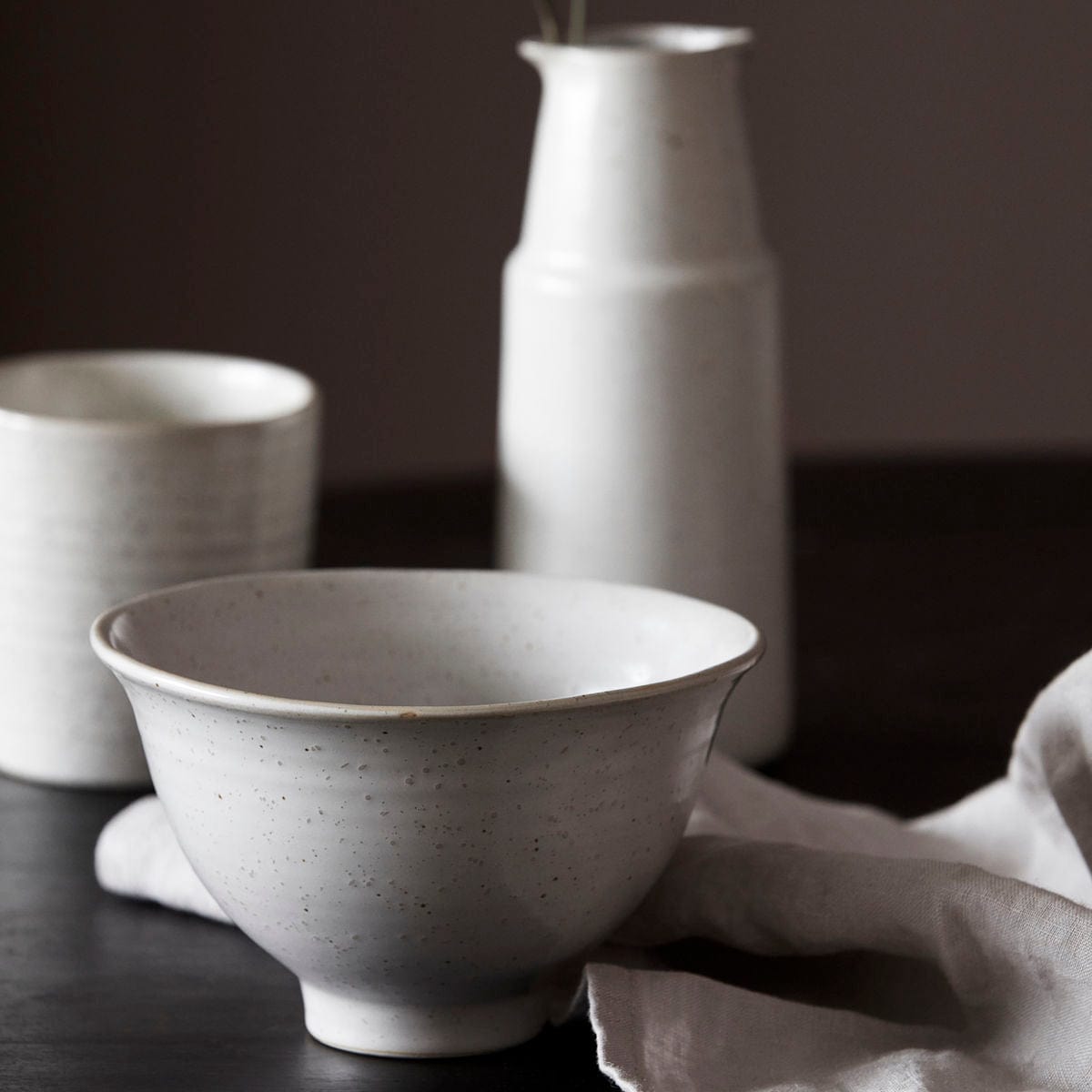 Zoco Home Decor/Kitchen Pion Stoneware Bowl | White/Grey 14.5x8.5cm