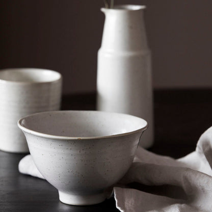 Zoco Home Decor/Kitchen Pion Stoneware Bowl | White/Grey 14.5x8.5cm