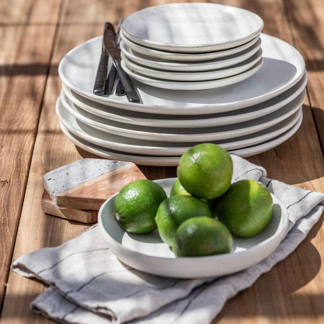 Zoco Home Decor/Kitchen Pion Stoneware Dinner Plate | White/Grey 28.5x3.5cm