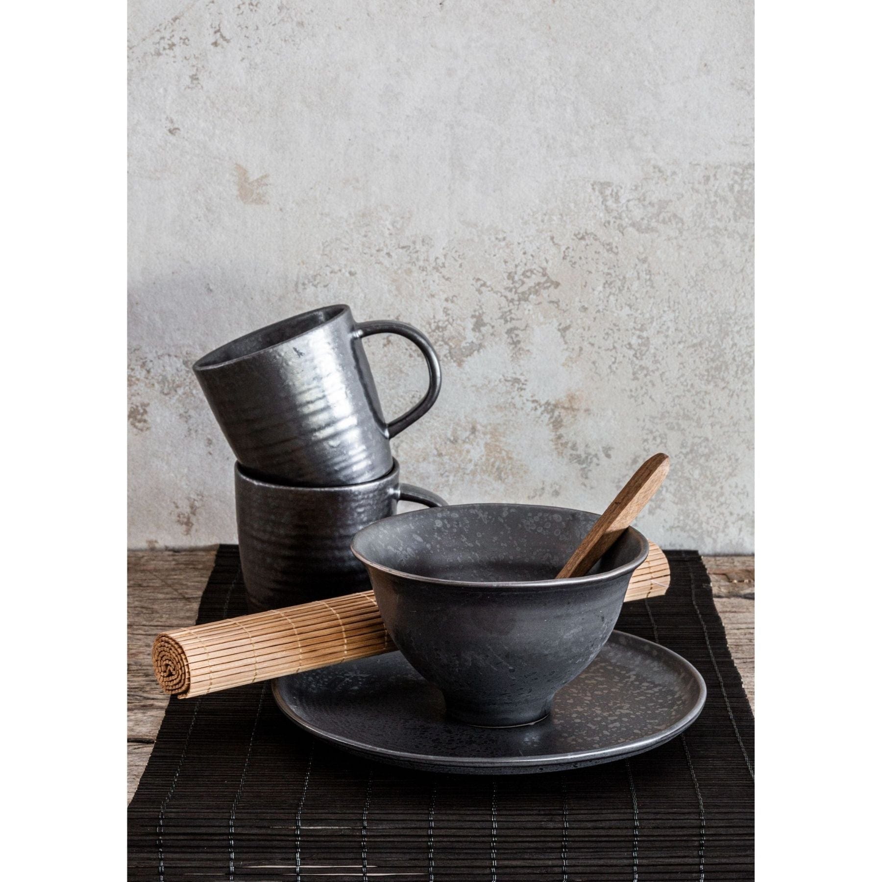 Zoco Home Decor/Kitchen Pion Stoneware Lunch Plate | Black 21.5x3cm