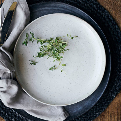 Zoco Home Decor/Kitchen Pion Stoneware Lunch Plate | White/Grey 21.5x3cm
