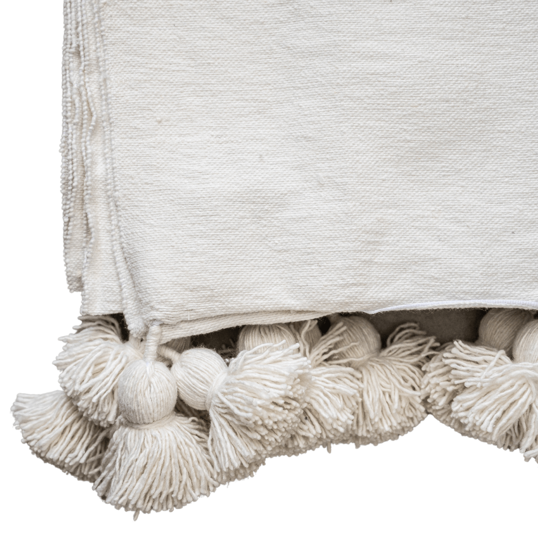Zoco Home Decor/Textile PomPom Blanket | White
