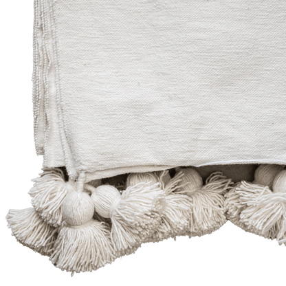 Zoco Home Decor/Textile PomPom Blanket | White