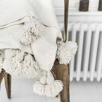 Zoco Home Decor/Textile PomPom Blanket | White