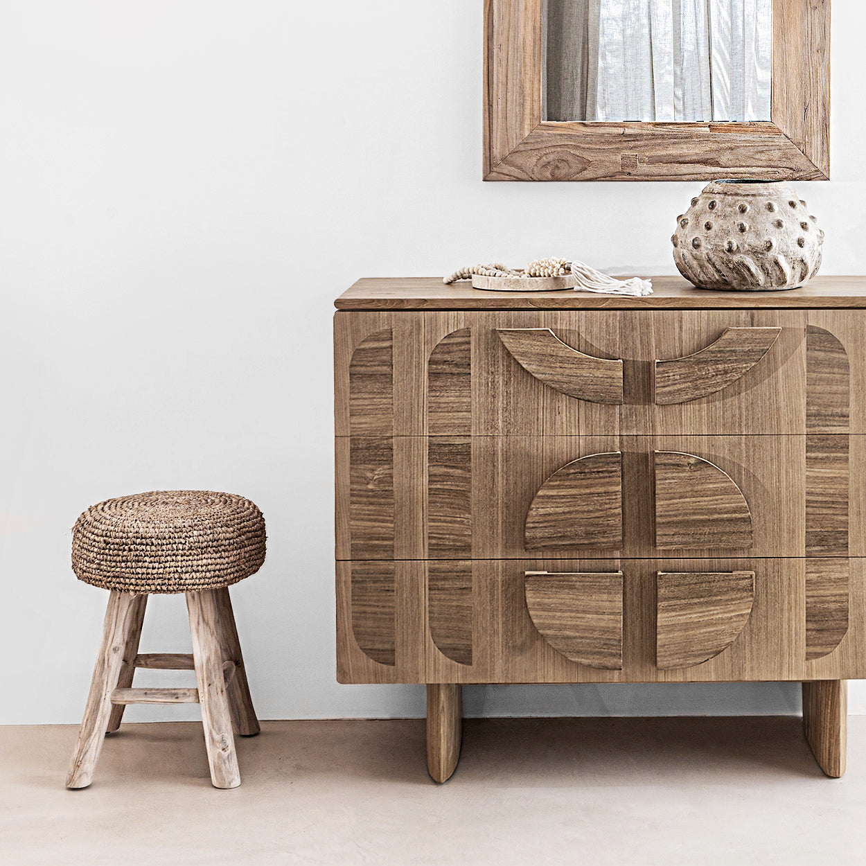 Zoco Home Furniture/Chair Raffia Stool | Natural