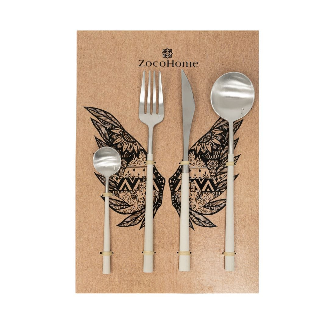 Zoco Home Decor/Christmas Recycled Resin Fiber Cutlery Set | Ivory