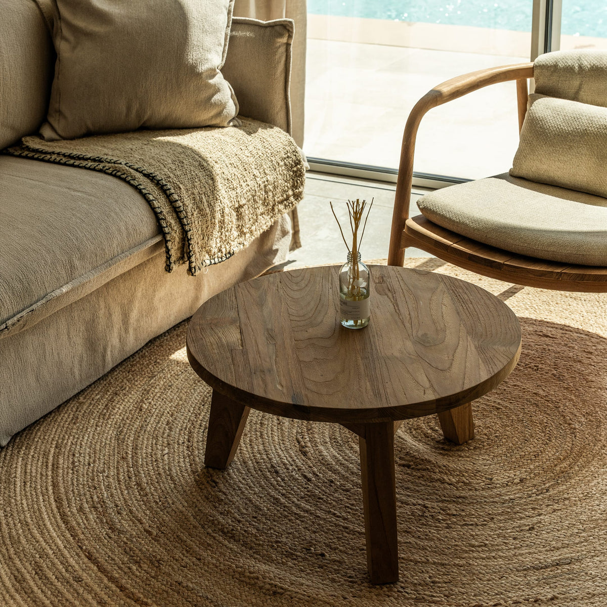 Zoco Home Outdoor/Table/Coffee Recycled Teak Coffee Table | Ø65x38cm