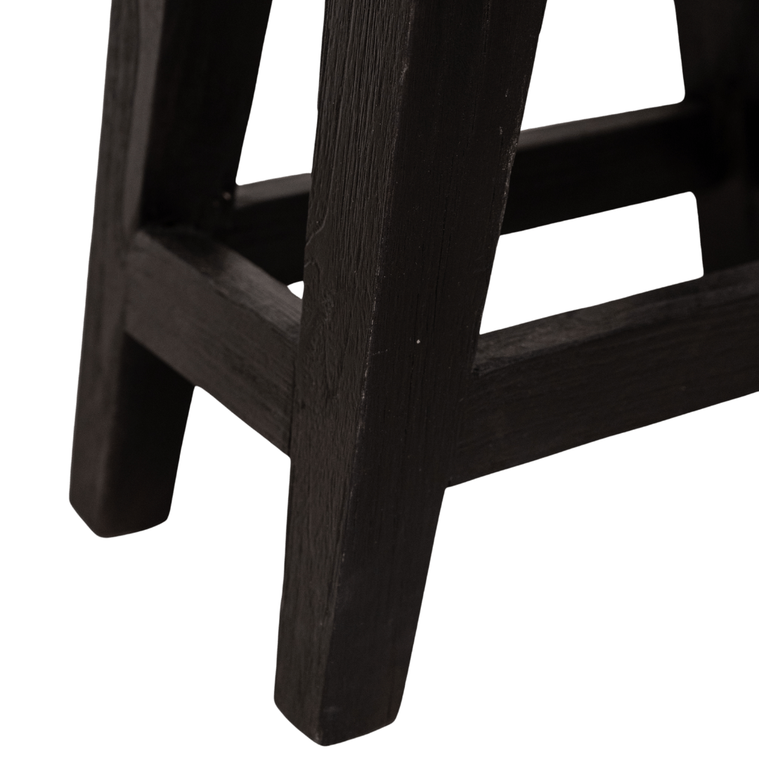 Zoco Home Furnitures Recycled Teak Stool | Black 48x28x50cm