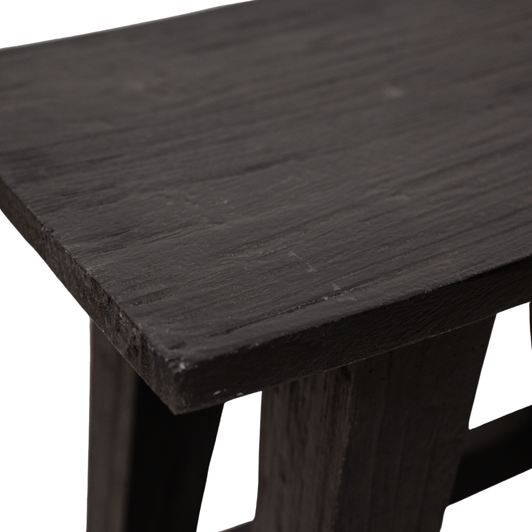 Zoco Home Furnitures Recycled Teak Stool | Black 48x28x50cm