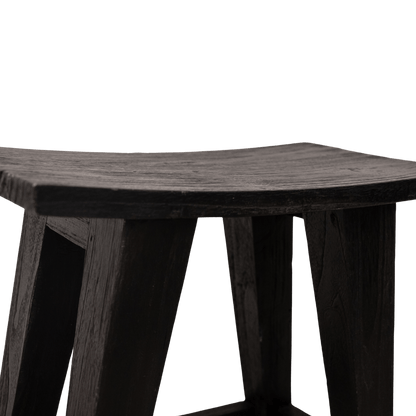 Zoco Home Furnitures Recycled Teak Stool | Black 48x28x50cm