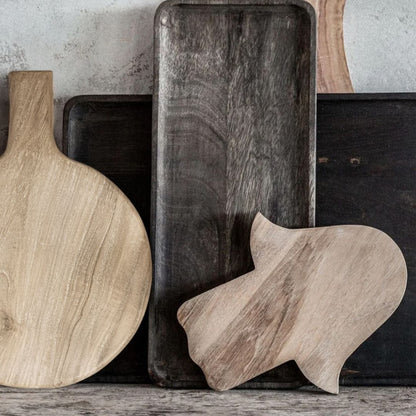 Zoco Home Decor/Kitchen/Accessories Round Teak Cutting Board Paddle Handle